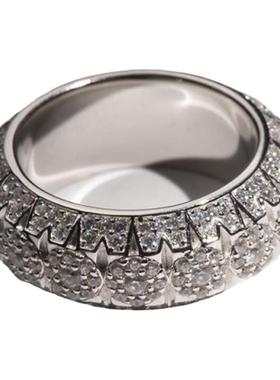 原宿925银满圈钻石戒指情侣ins