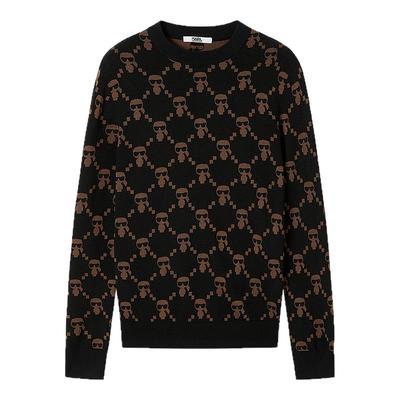 KARL LAGERFELD【100%绵羊毛】复古提花羊毛衫25秋新品卡尔拉格斐