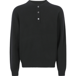 LEZORA 超细美丽奴cashmere山羊绒 秋冬宽松亨利领保暖针织衫男