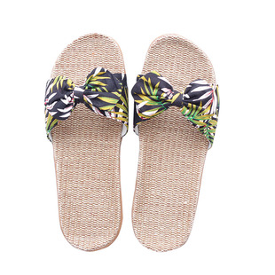 亚麻编织夏季室内居家用防滑耐磨木地板韩版棉麻外穿草编凉拖鞋