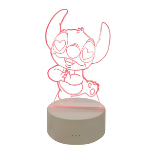 史迪仔小夜灯儿童卧室灯公主卡通睡眠灯梦幻少女心遥控充电3d台灯