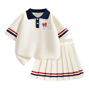 拉夏贝尔童装女童裙子夏2026新款学院公主裙套装女孩衣服儿童夏装