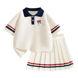拉夏贝尔联名女童裙子夏2026新款学院公主裙套装女孩衣服儿童夏装