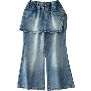 蔚未来女童牛仔裤春装2026新款裤子儿童洋气裙裤女大童纯棉喇叭裤