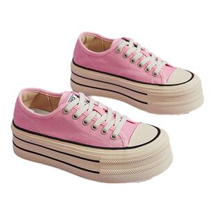 星期六厚底帆布鞋女鞋春季新款百搭休闲板鞋女士增高运动鞋小白鞋