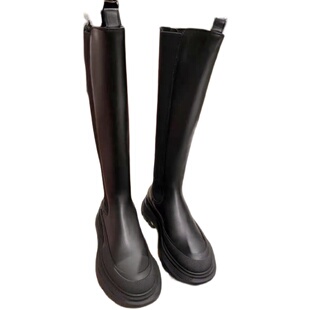 MONA网红明星同款高筒靴女不过膝长靴厚底长筒靴帅气骑士靴子女