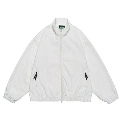 GOGOSOON白色外套男2025新款春秋教练夹克防泼水户外立领纯色宽松