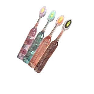 高颜值儿童软毛牙刷水晶罗马柱手柄山型凸面牙刷3-12岁牙齿清洁