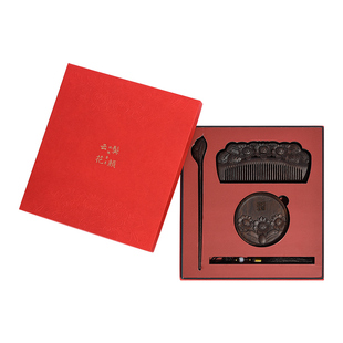 中国国家博物馆云鬓花颜木梳礼盒伴手礼国风木梳铜镜新婚结婚礼物