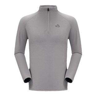 伯希和户外立领长袖T恤男士新款抑菌高弹保暖亲肤修身半拉链上衣