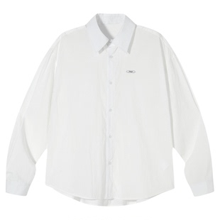 PSO Brand 男装女装莱赛尔天丝纯色微皱衬衫外套男款休闲长袖衬衣