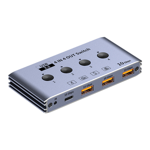 优联USB切换器3.2四进四出转换器四台笔记本电脑共用键盘鼠标U盘扩展主机一拖二分线同步器4口打印机共享器