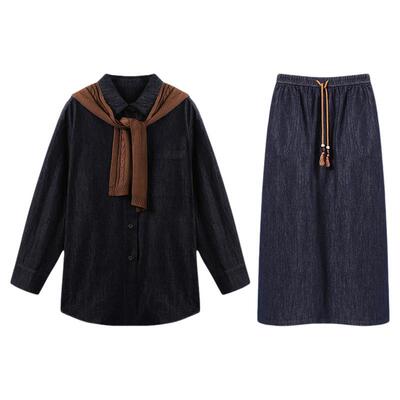 西町村屋韩系套装女2025秋季新款牛仔上下套（含披肩）XAAC10797