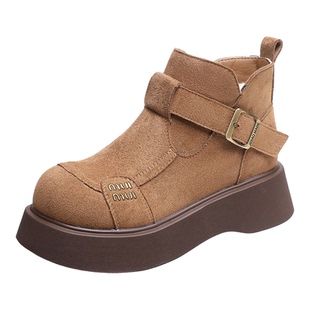 品牌真皮厚底雪地靴女2025新款冬季加绒保暖软底勃肯棉鞋复古短靴