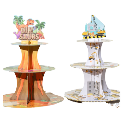 卡通恐龙挖掘机纸质蛋糕