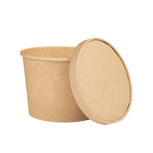一次性牛皮纸碗纸桶打包桶圆形打包盒餐盒汤桶外卖商用食品级定制