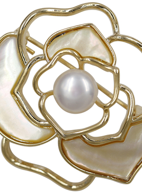 一朵山茶花丨天然珍珠白蝶贝戒指