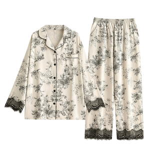 悦内睡衣女士春秋季秋款秋天纯棉长袖家居服高级感宽松加大码套装