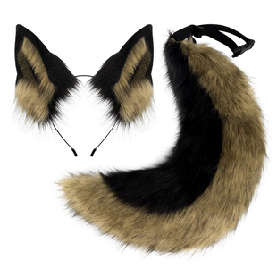 仿真黑背狼犬套装兽耳兽尾 cosplay大狼狗耳朵发箍狗尾巴表演道具