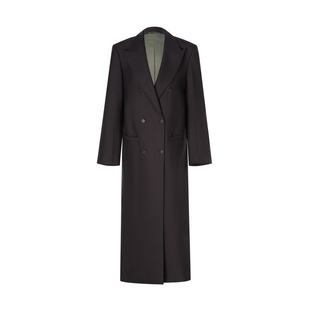 LYNEE【绅士风衣】戗驳领H版长款精纺羊毛西装外套春季长外套女