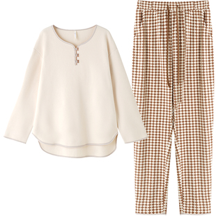 淳度摇粒绒睡衣女款冬季长袖加绒加厚珊瑚绒新中式家居服春秋套装