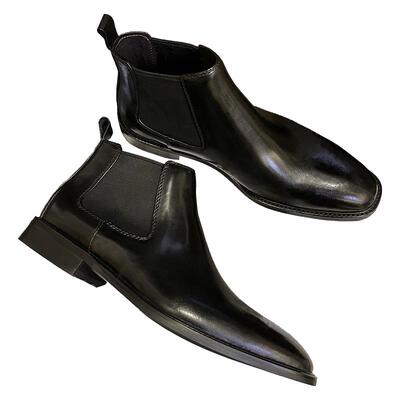 卡诺威士切尔西男真皮实木鞋底