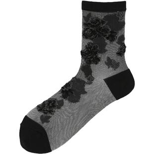 Tabio玫瑰袜子女轻薄透气舒适中筒袜百搭时尚优雅玻璃丝袜水晶袜