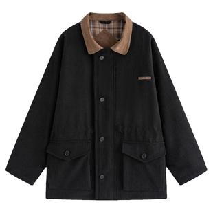 万有引力博物馆 拼接撞色正反两面穿外套女春秋款宽松中长款上衣