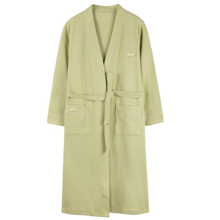 芬腾可安睡袍女春秋季浴袍纯棉长袖浅绿睡衣女款2026新款冬高级感