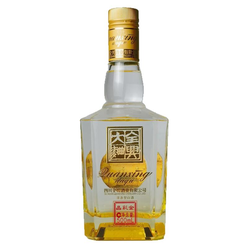 四川全兴大曲晶彩金新版52度38度浓香型纯粮白酒500ml*1/6瓶整箱