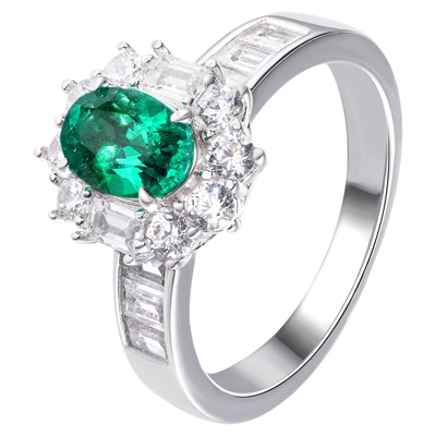 VISING【AGL国际证书】培育祖母绿0.72ct左右戒指哥伦比亚木佐色