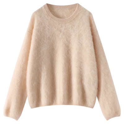 轻奢100%纯山羊绒衫女拉绒毛衣