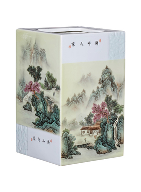 粉彩中式风客厅玄关装饰画陶瓷器