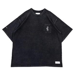 NOFAITH水洗口袋印花短袖夏季纯棉宽松短袖T恤男士复古半袖无信仰