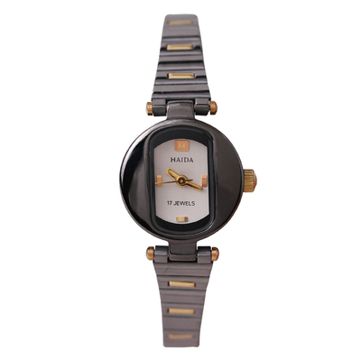 国货HAIDA海达小巧钨钢白色表盘小众手动机械表经典复古怀旧女表