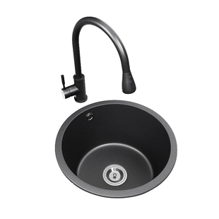 法派斯石英石水槽小单槽厨房家用洗菜盆洗碗槽岛台圆形吧台池5Y42