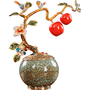 珐琅彩平安喜乐摆件客厅高档办公室装饰搬家乔迁新居礼品开业礼物