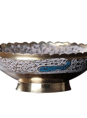 尼泊尔铜果盘复古点心零食托盘篮高脚茶点盘茶具茶道日式水果碟