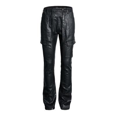 美式高街涂层打蜡紧身微喇春秋