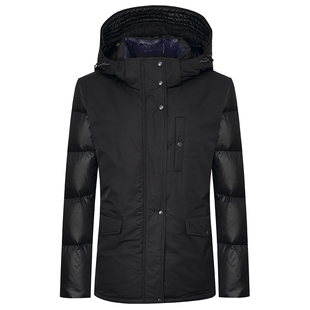 Hazzys哈吉斯拼接休闲羽绒服女冬季简约潮流时尚通勤保暖舒适外套