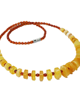 天然琥珀血珀项链蜜蜡算盘珠塔链珠宝新中式民族风饰品男女士礼物