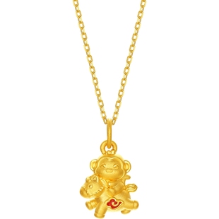 周六福5d硬金定价黄金吊坠女马上封猴生肖吊坠黄金生肖马新年礼物