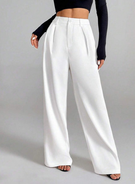 U 66224 High waist drape wide leg pants 高腰垂感阔腿女裤