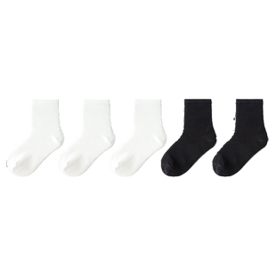 巴拉巴拉儿童袜子春秋季男女童棉袜中筒袜纯色舒适小童中五双装潮