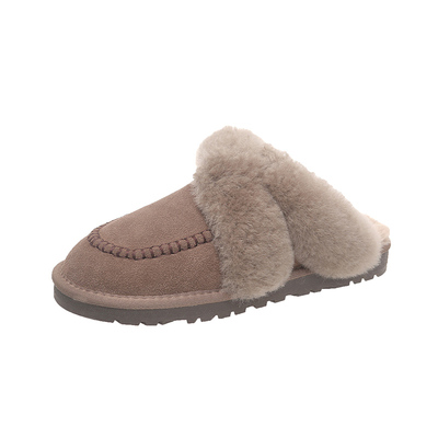 毛毛拖鞋女外穿2025新款冬加绒厚底皮毛一体雪地靴女包头羊毛拖鞋