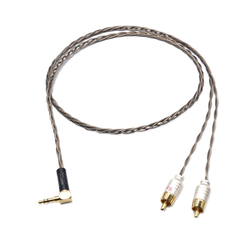 定制老款奥丁7n镀银铜3.5转双莲花音响连接线一分二RCA音频信号线
