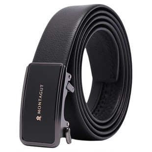梦特娇男士腰带时尚商务头层牛皮百搭加长款150cm自动扣内穿皮带