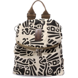 满江红新款简约双肩包女士帆布休闲褶皱涂鸦棉麻小背包文艺旅行包