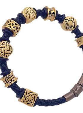 周家同款粗款黑皮手绳男士皮手链