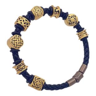 5毫黑皮绳手链男刺青八件套酷黑转运珠大孔信念守护和谐幸运同款